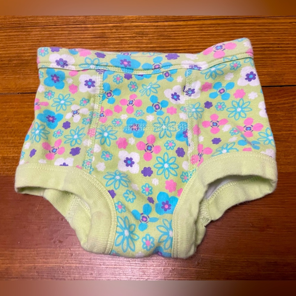Hanna Andersson Light Green Floral Organic Cotton Training Pants Size XS